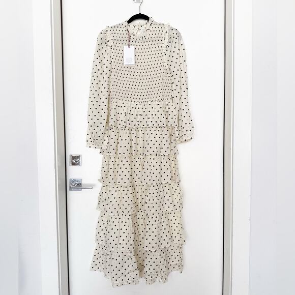 NWT NEW Alix of Bohemia Shelby Cream Dot Smocked Maxi Dress - Picture 3 of 6